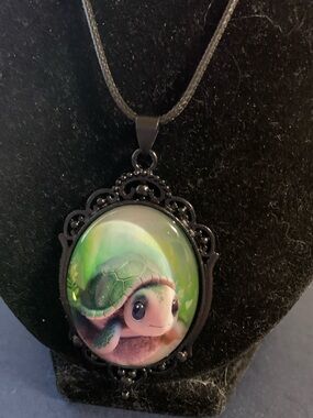 Cute Green Turtle Pendant Necklace - Women Jewelry